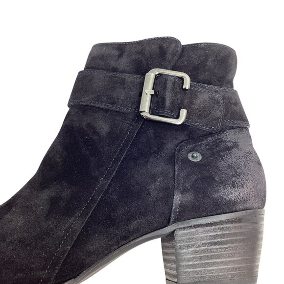 Paul Green Jano Moto Biker Womens 7.5 Suede Leather Ankle Boots Black - Picture 5 of 14